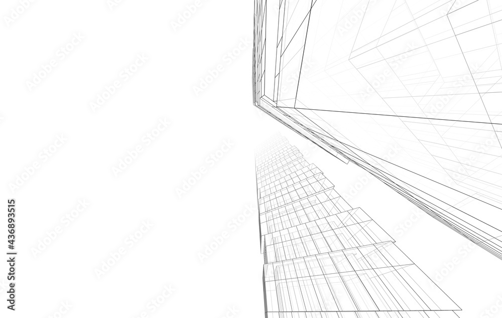 modern architecture drawing 3d illustration modern architecture drawing 3d illustration