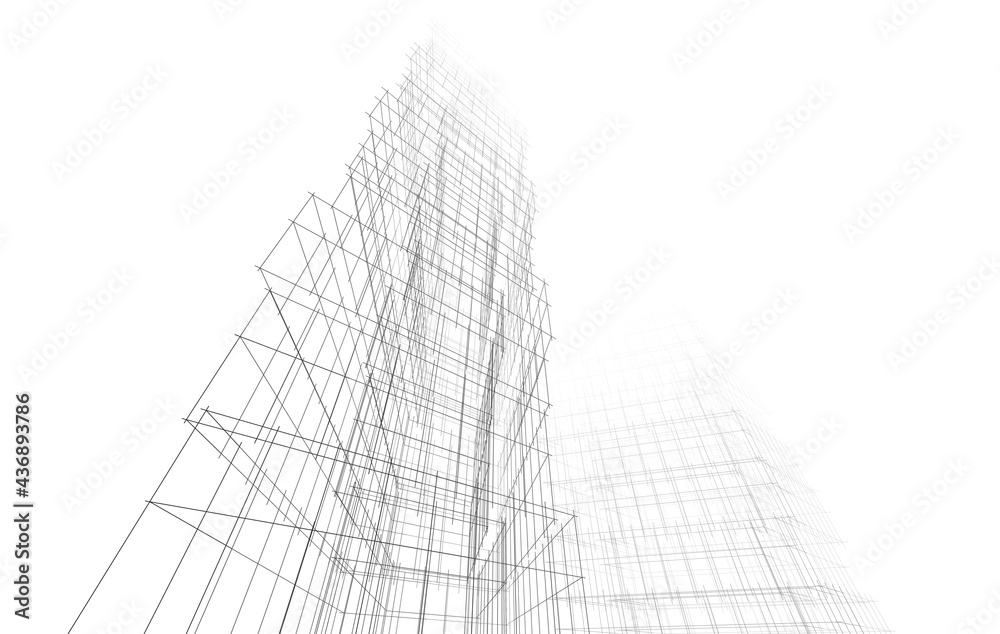 modern architecture drawing 3d illustration modern architecture drawing 3d illustration