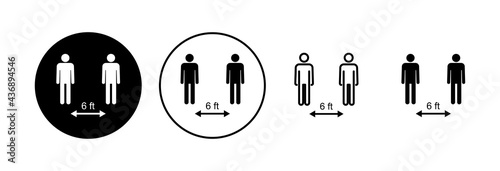 Social distance icon set. social distancing icon. self quarantine sign