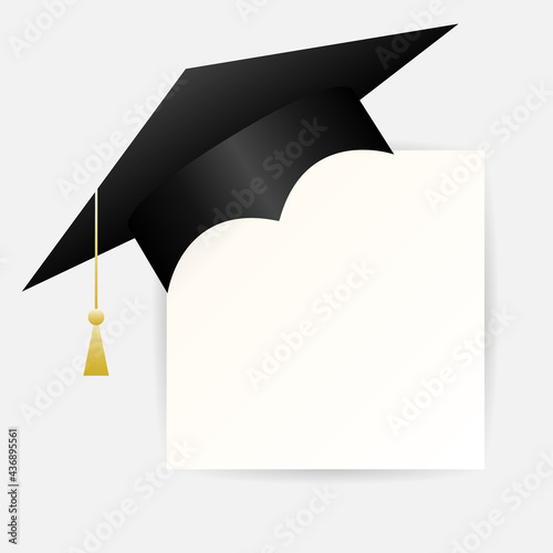 Graduation cap on paper in congratulations isolated on white background, Vector illustration EPS 10