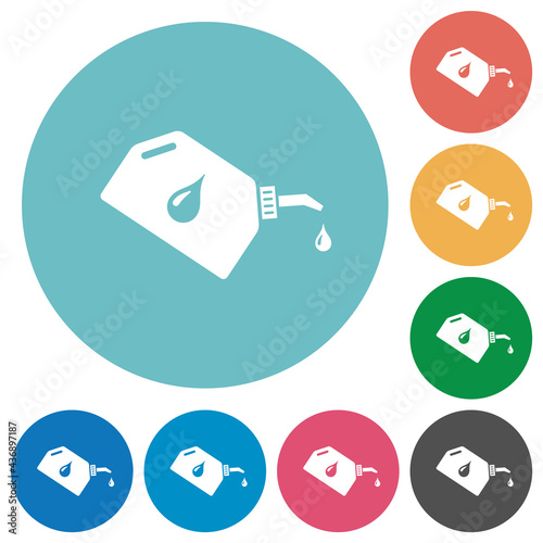 Oiler with oil drop flat round icons