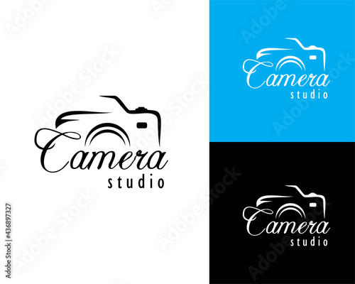 camera creative logo art draw design black