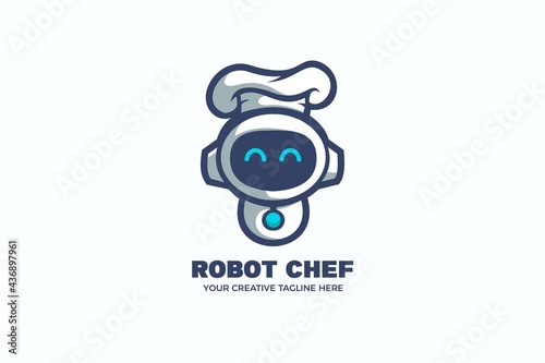 Robot Chef Cooking Food Cartoon Mascot Logo Template