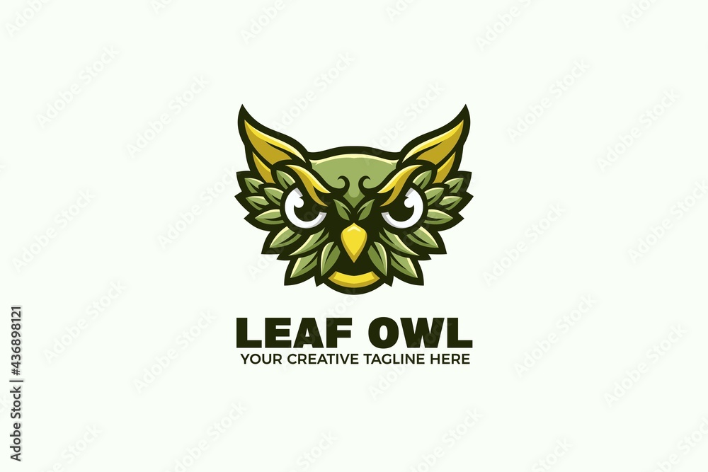 Green Owl Cartoon Mascot Logo Template