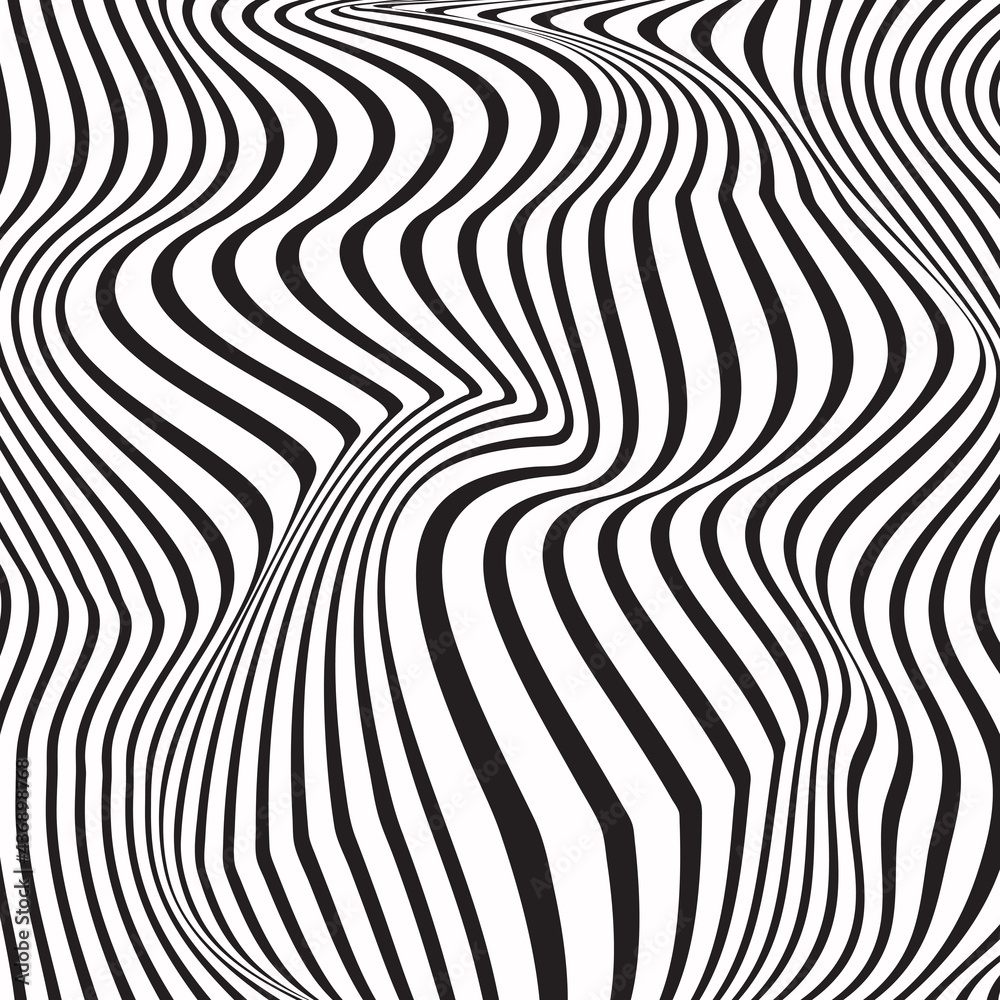 Zebra pattern abstract background, black and white vector illustration. Beautiful striped monochrome texture