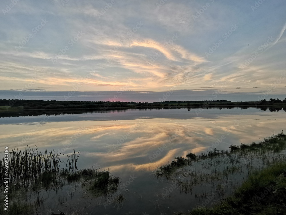 sunset over the lake