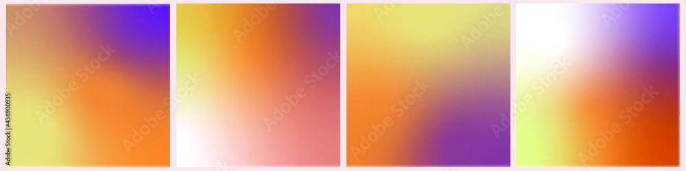 Vector background. Stylish, modern, delicate, fresh, cute, summer, spring, gentle, bright gradient. Stretching color. Isolated set of trendy colors for design. Yellow, pink, orange, lilac. 2021, 2022.