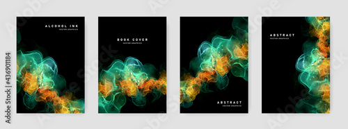 Unique A4 abstract layout with alcohol ink texture, original background for print materials, booklet template design for business, watercolor texture, trendy wallpaper