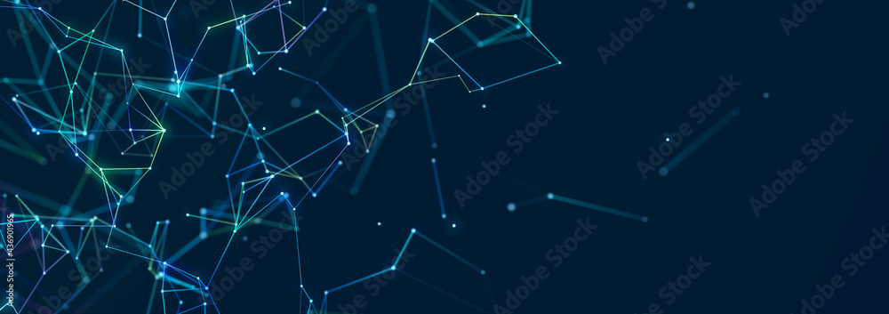 Abstract digital connection dots. Technology background. Network connection structure. 3d rendering. widescreen