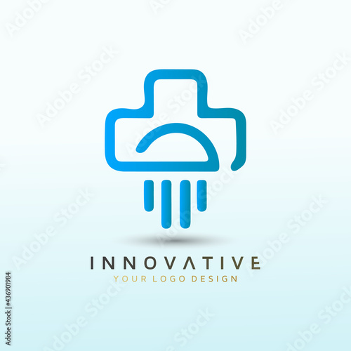 Jellyfish sting management vinegar vector logo