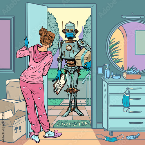 Robot courier in a medical mask, safe delivery in quarantine