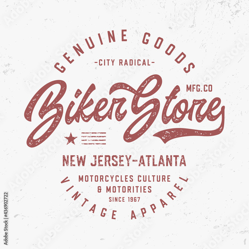 Biker Theme. Original Handmade Textured Lettering. T Shirt Design. Vector Illustration