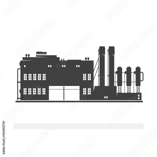 Industrial Factory Building - Silhouette Vector Illustration Art