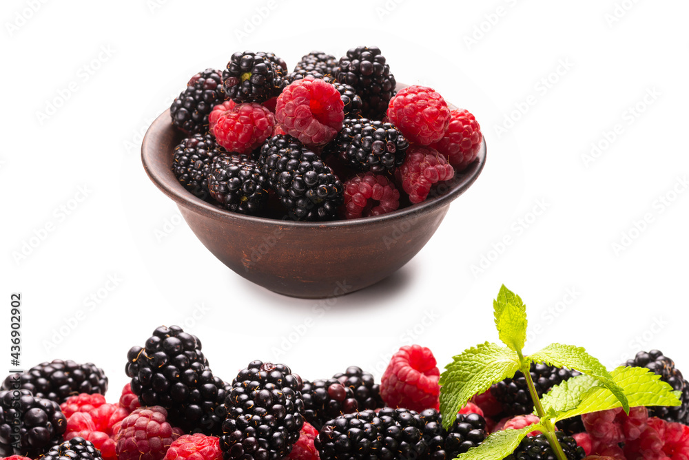 Raspberry, blackberry and mint leaf Raspberry, blackberry and mint leaf
