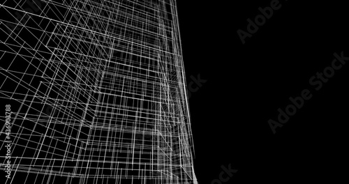architecture sketch on black background 
