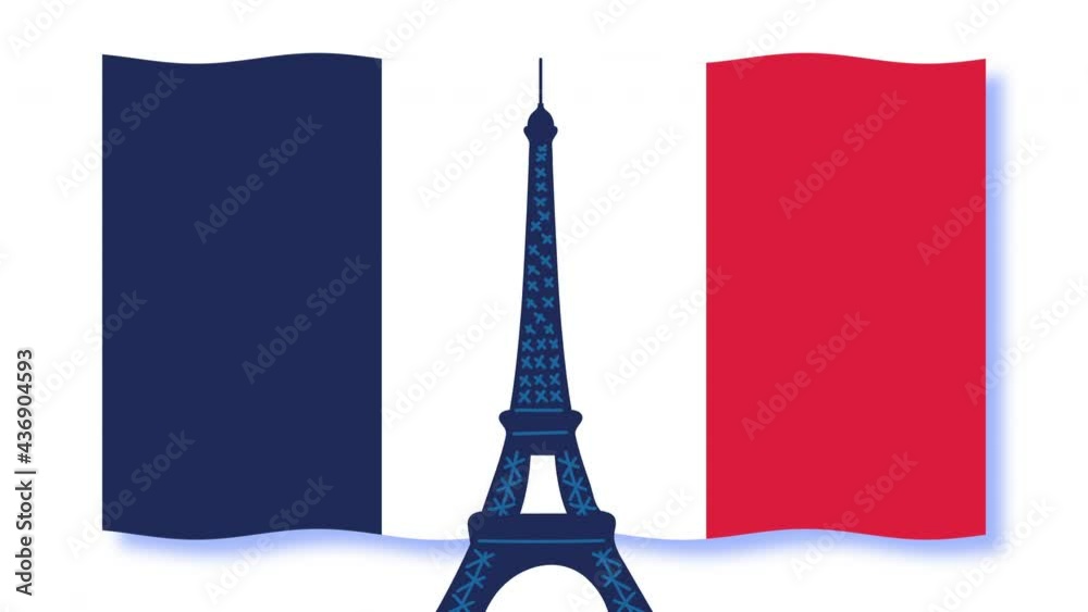 france flag and eiffel tower