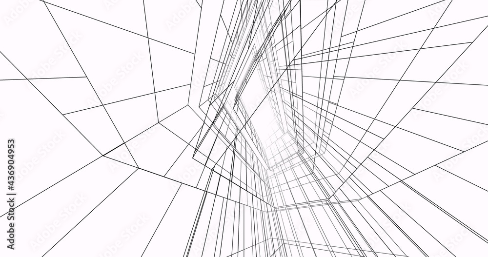 abstract architecture digital background 3d illustration