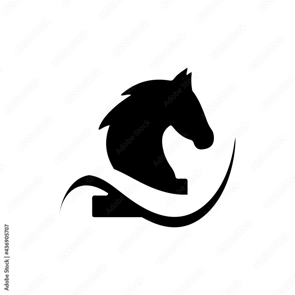 Black simple logo chess horse Black simple logo chess horse