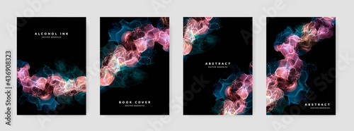 Brochure A4 cover abstract layout with alcohol ink texture, original dark background for print materials, booklet template design for business, watercolor texture, elegant wallpaper
