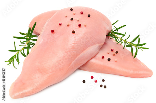 Cut of raw chicken fillet isolated on white background. clipping path 
