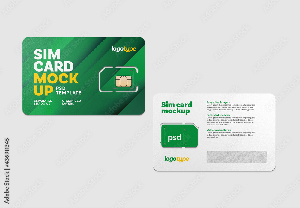 Sim Cards Mockup, Plastic Card Stock Template | Adobe Stock