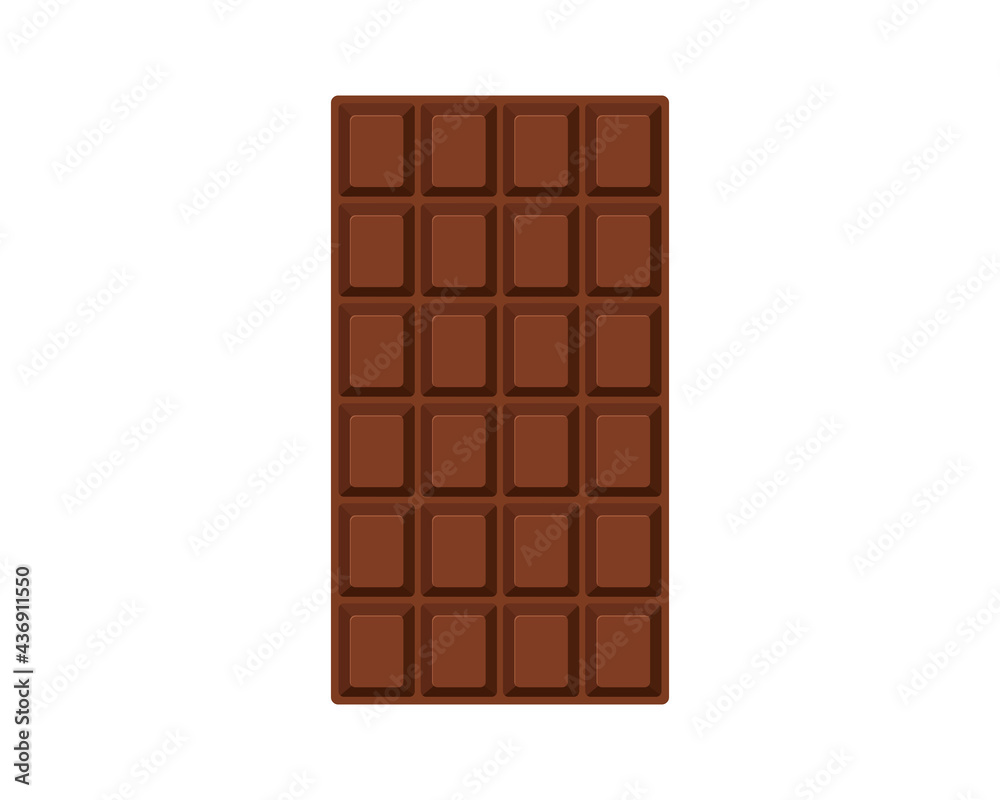 Vector illustration of a bar of milk chocolate. Cartoon style. Isolated on white background
