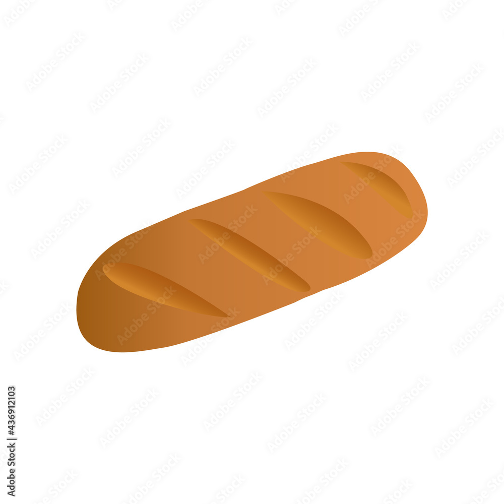Fresh baguette bread made from wheat grains on a white background. Fresh baguette bread made from wheat grains on a white background.