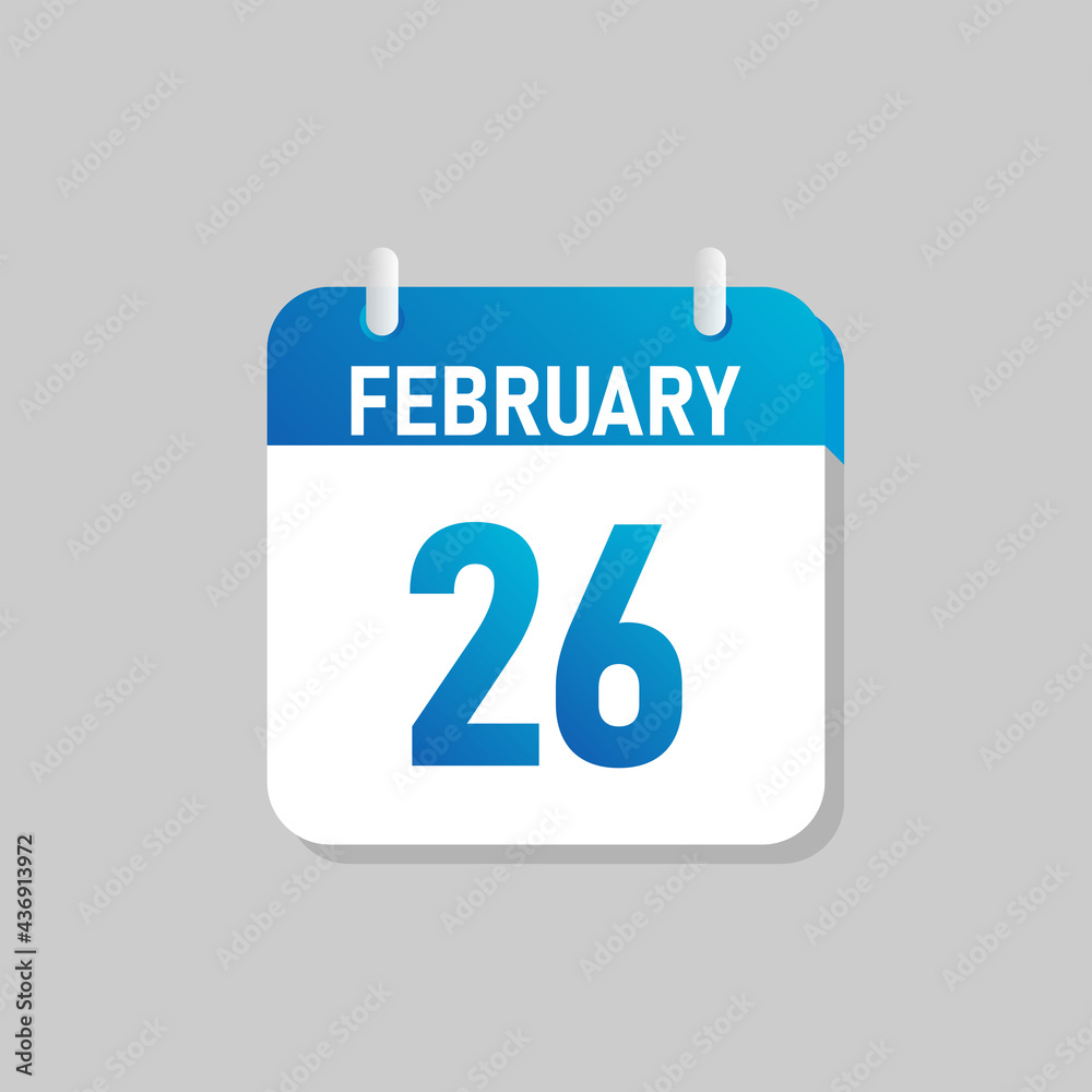 White daily calendar Icon February in a Flat Design style. Easy to edit Isolated vector Illustration. White daily calendar Icon February in a Flat Design style. Easy to edit Isolated vector Illustration.