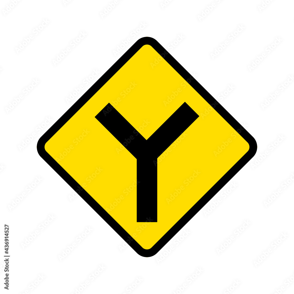 Y junction traffic sign vector illustration. Y junction traffic sign vector illustration.