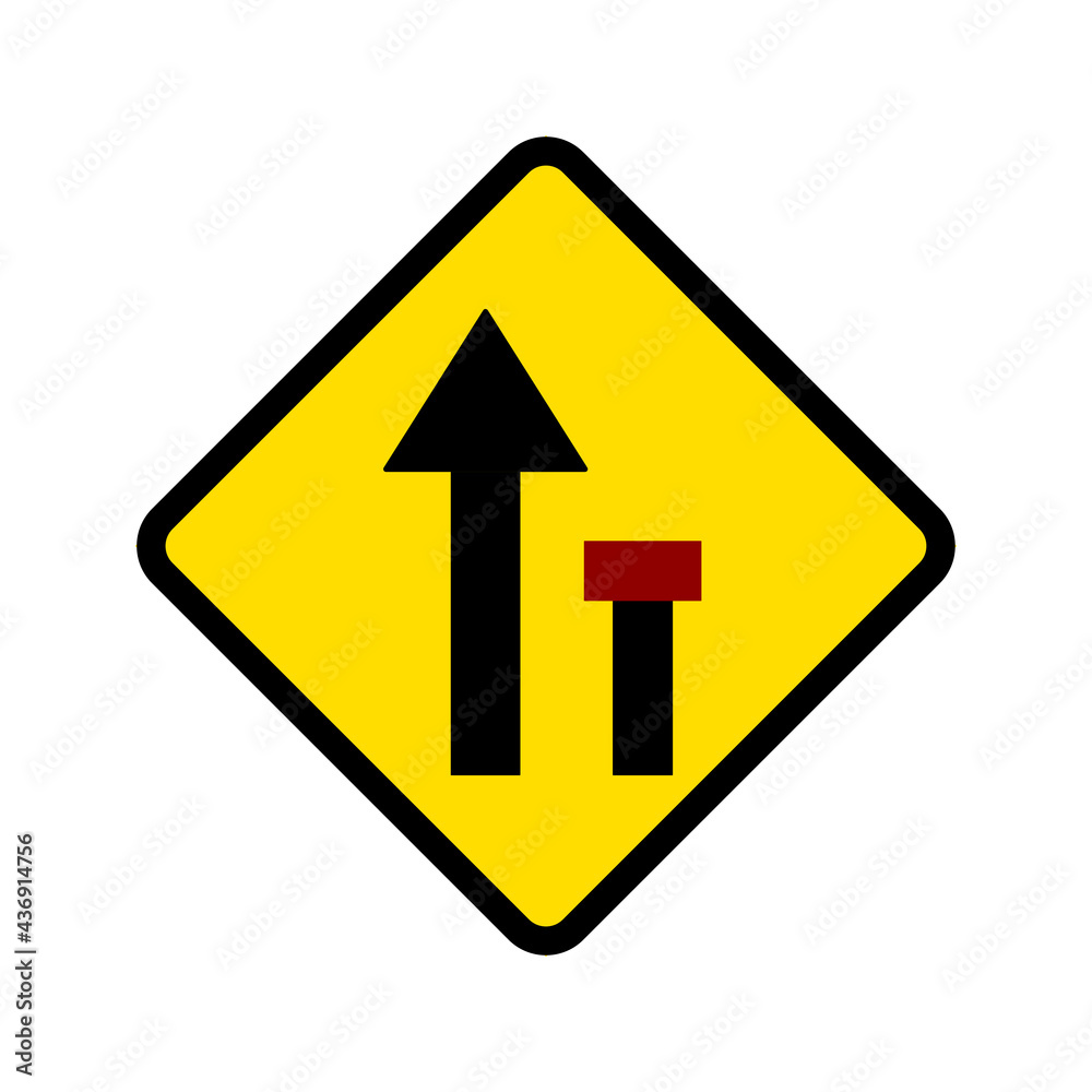 Lane right closed traffic road sign. Isolate on white background label. Lane right closed traffic road sign. Isolate on white background label.