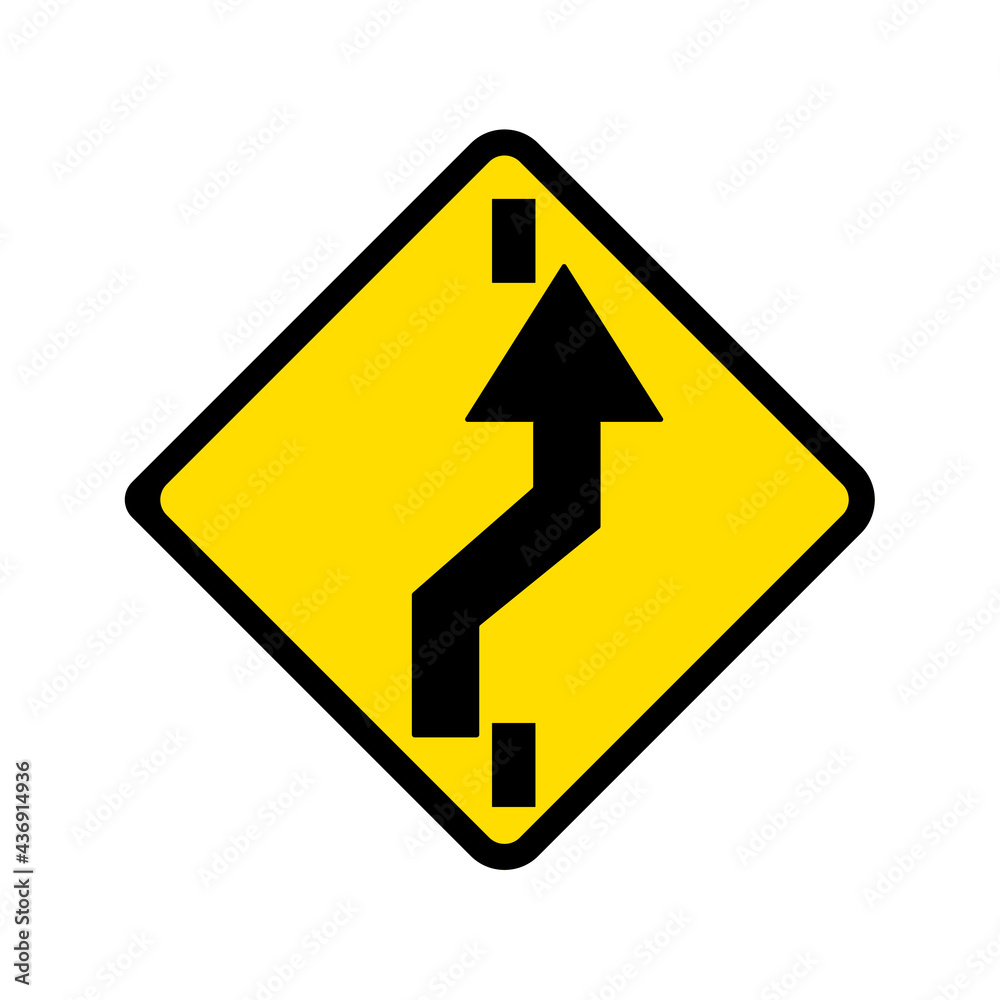 Yellow traffic sign vector of changing to right lane. Yellow traffic sign vector of changing to right lane.