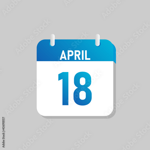 White daily calendar Icon April in a Flat Design style. Easy to edit Isolated vector Illustration.