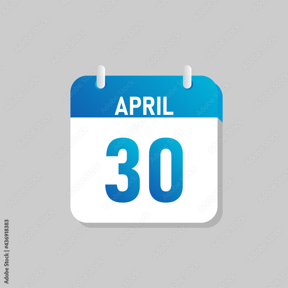 White daily calendar Icon April in a Flat Design style. Easy to edit Isolated vector Illustration. White daily calendar Icon April in a Flat Design style. Easy to edit Isolated vector Illustration.