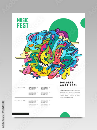 Music festival illustration design poster for party and event. Vector abstract illustration music for background and wallpaper.