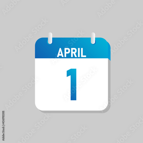 White daily calendar Icon April in a Flat Design style. Easy to edit Isolated vector Illustration.