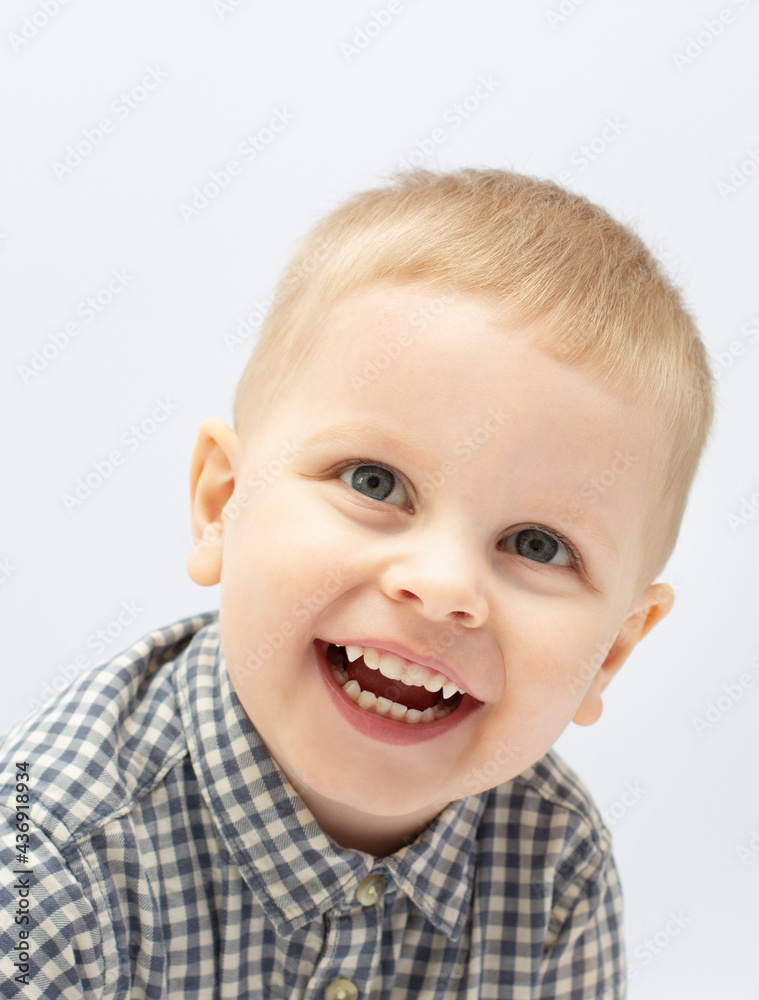 Cute little child 2 years old smiling . isolated on white background Cute little child 2 years old smiling . isolated on white background