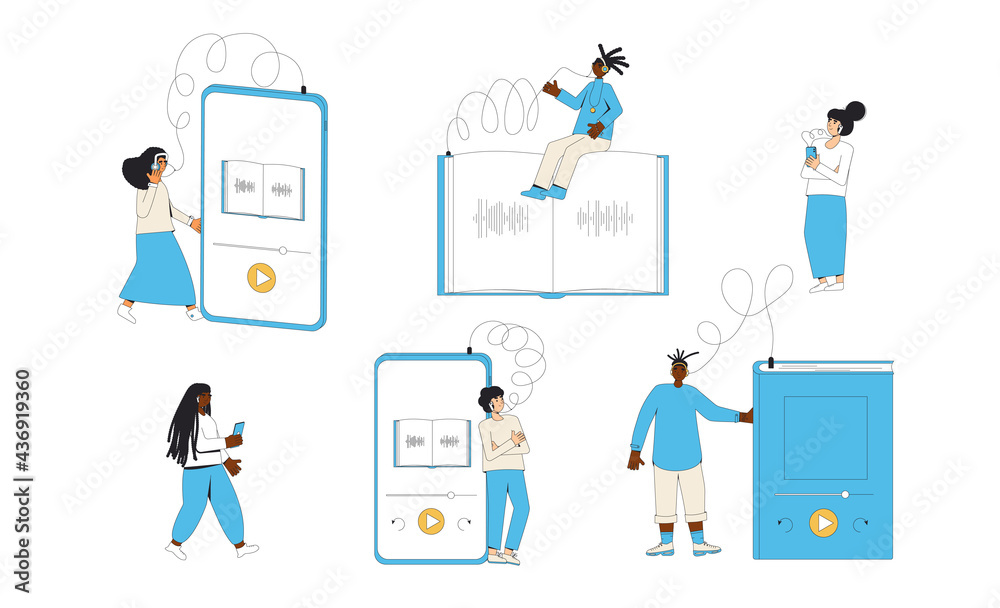 People with books set isolated. Literature fans. Books lovers. Vector illustration. People with books set isolated. Literature fans. Books lovers. Vector illustration.