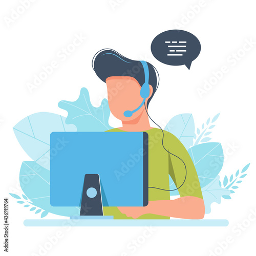 Live support concept. Business customer care service concept. Icon for contact us, support, help, phone call and website click. Flat vector illustration.