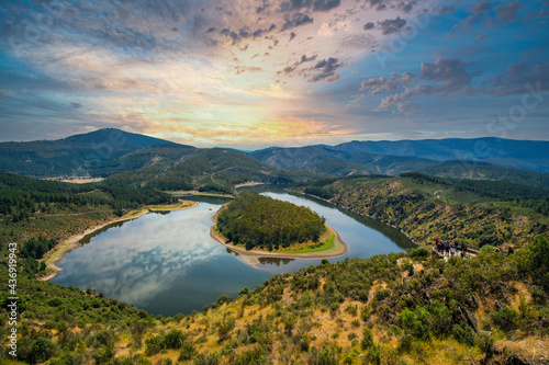 Meandro De Melero, Located In Extremadura Spain. Landscape Of Nature And The Alagón River.