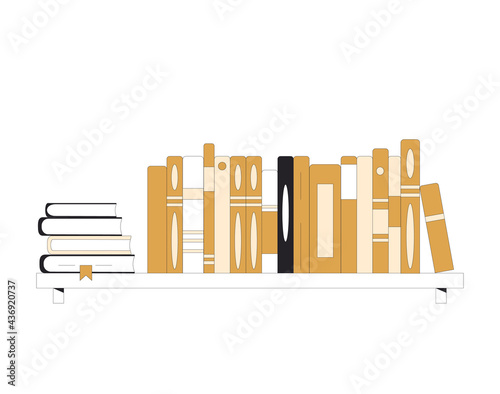 Book shelf. Knowledge, education, learning symbol. Stack of novels, nonfiction.