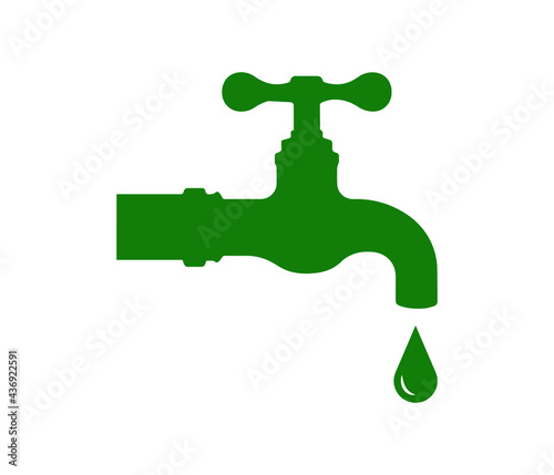 Efficient use of water. Water and faucet icon.