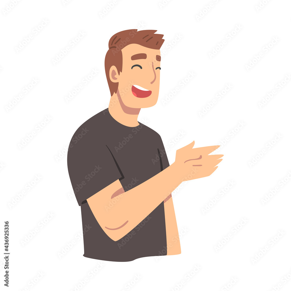 Cheerful Man Talking and Gesturing Cartoon Vector Illustration Cheerful Man Talking and Gesturing Cartoon Vector Illustration