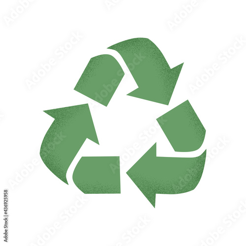 Vector Recycle icon, symbol or emblem isolated on white background. Reduce, reuse, recycle sign with trendy grain shadow for ecological zero waste concept and lifestyle