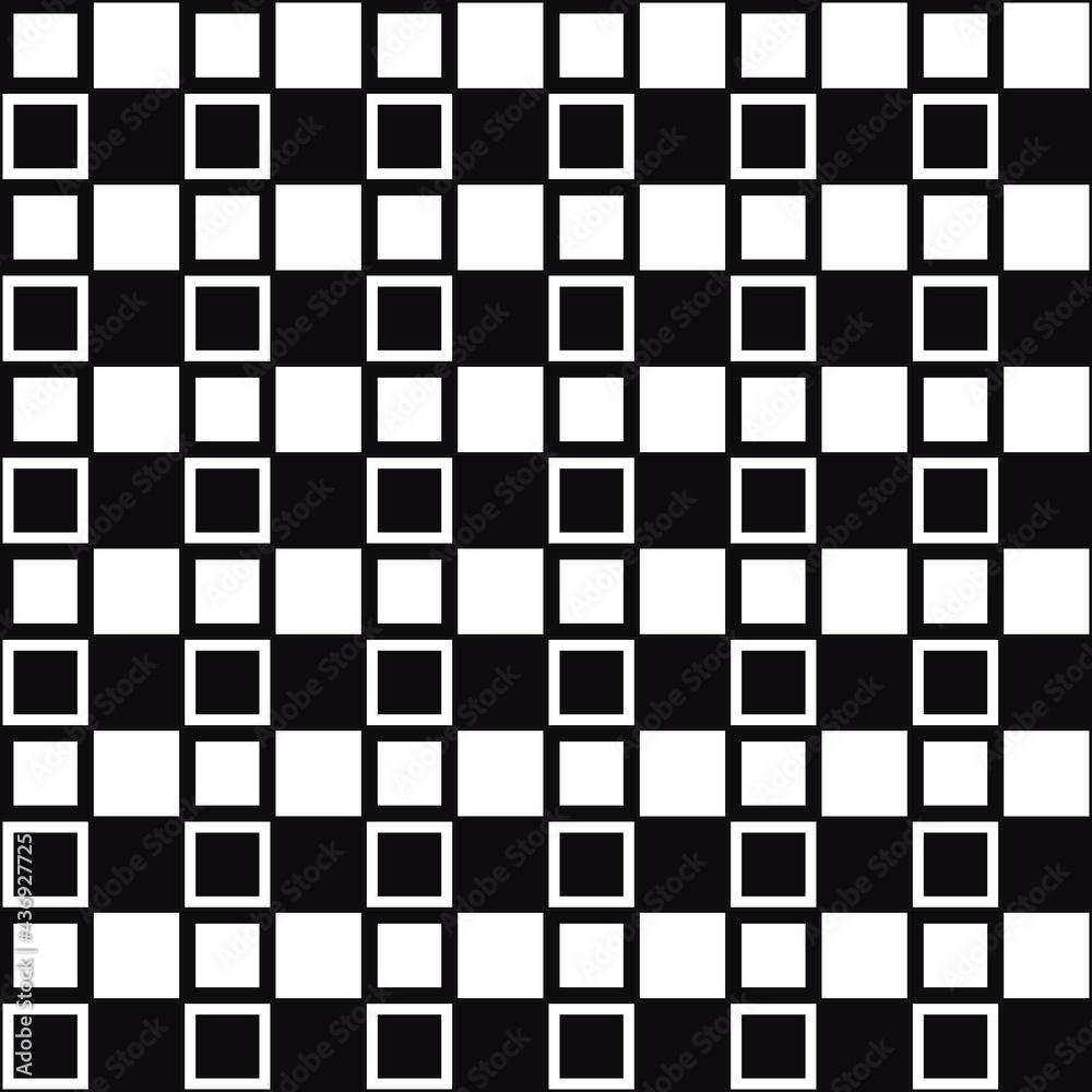 Black and white squares and lines. Vector same chains in black and white colors pattern. Black and white squares and lines. Vector same chains in black and white colors pattern.