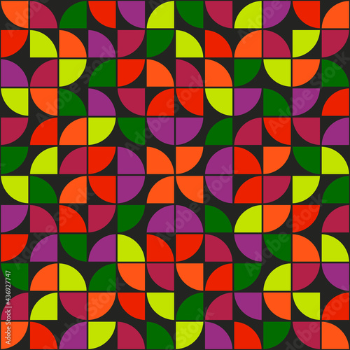 Multicolor quarters. Vector same quarters of circle make pattern.