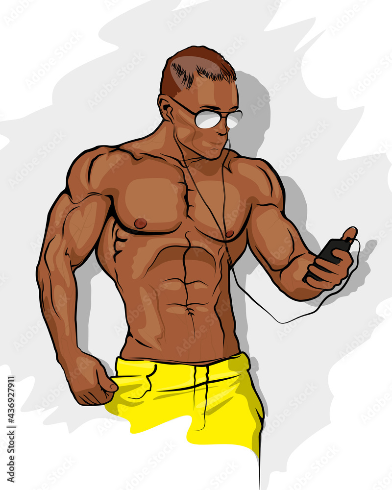 Photo &amp; Art Print Muscle man silhouette graffiti icon, lifting weights ...