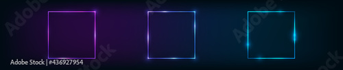 Neon square frame with shining effects