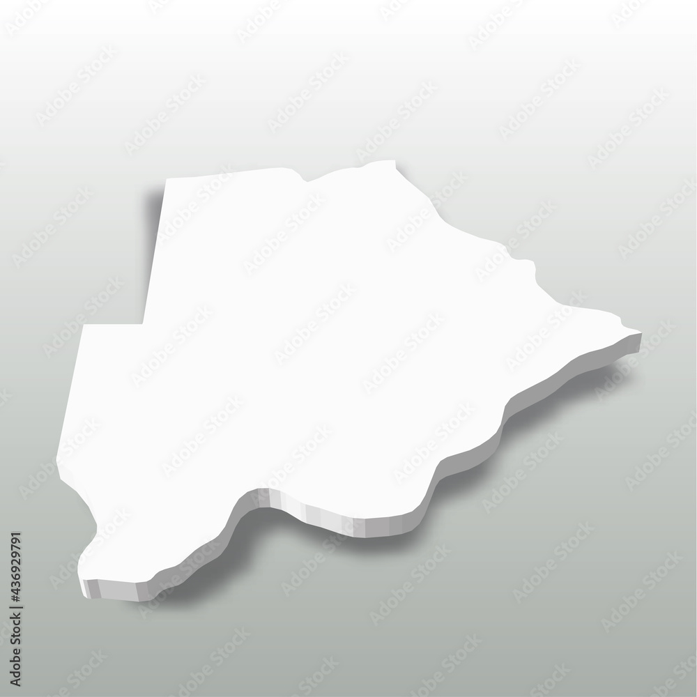 Botswana - white 3D silhouette map of country area with dropped shadow on grey background. Simple flat vector illustration. Botswana - white 3D silhouette map of country area with dropped shadow on grey background. Simple flat vector illustration.