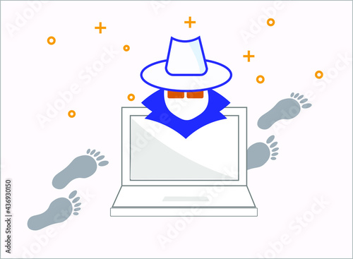 computer internet icon tracks the man in the hat