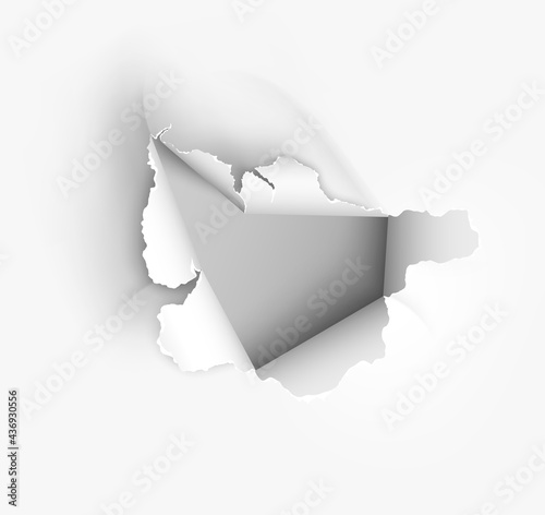 ragged Hole torn in ripped paper on transparent background